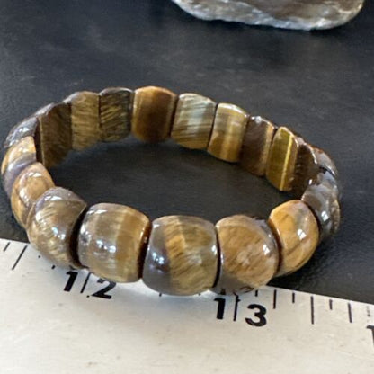 Native American Tigers Eye Stone Stretch Bracelet | Authentic Handmade | 16256