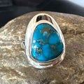 Navajo Blue Kingman Turquoise Ring | Sterling Silver | Sz 9 | Authentic Native American Handmade | 16587