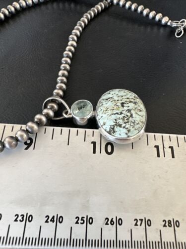 Women's Dry Creek Turquoise Topaz Pendant Necklace | Navajo Sterling Silver | Authentic Native American Handmade | 16439