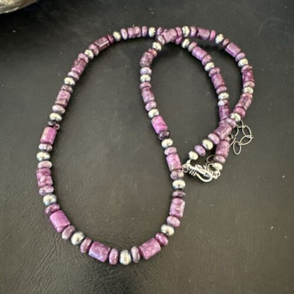 Southwestern Natural Purple Sugilite Bead Necklace | Sterling Silver | 23" | 17485