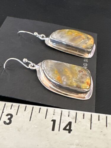 Navajo Bumblebee Jasper Earrings | Sterling Silver | Authentic Native American Handmade | 15829