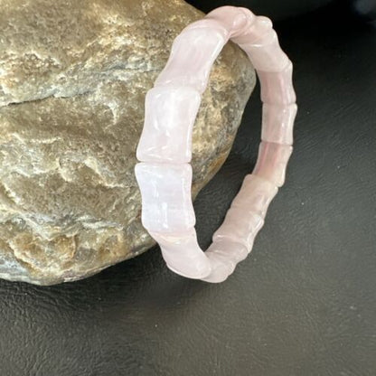 Navajo Pink Quartz Stretch Bracelet | Authentic Native American Handmade | 16945