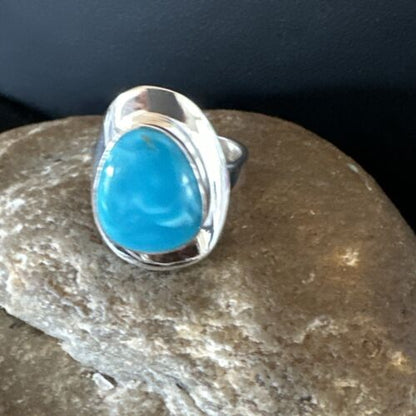 Sterling Silver Blue Kingman Turquoise Ring | Sz 7 | 17594 - Masha USA