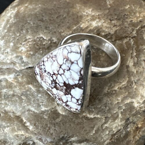 Men's Women's Wild Horse Turquoise Ring | Navajo Sterling Silver | Sz 8 | 17354