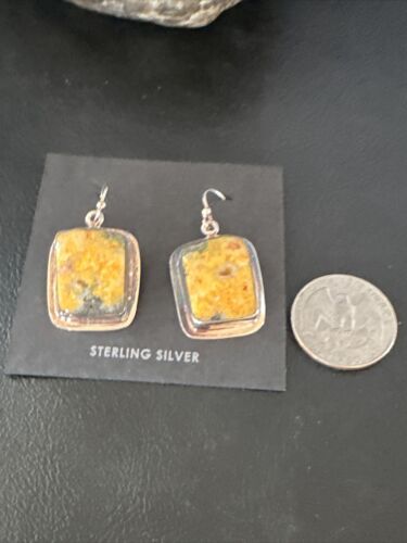 Navajo Bumblebee Jasper Earrings | Sterling Silver | Authentic Native American Handmade | 15839