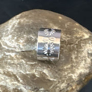 Men's Wide Band Navajo Stamped Ring | Sterling Silver | Sz 9.5 | Authentic Native American Handmade | 14977