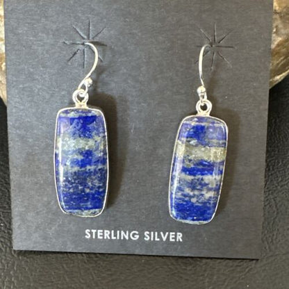Blue Denim Lapis Dangle Earrings | Sterling Silver | 1" | 15804
