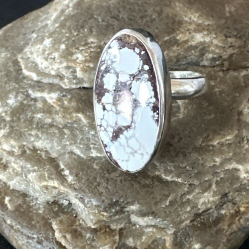 Men's & Women's Wild Horse Turquoise Navajo Ring | Sterling Silver | Sz 7 | Authentic Native American Handmade | 17263