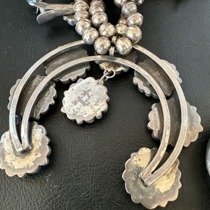 Ultra Rare Old Pawn Kingman Turquoise Squash Blossom Set | Necklace, Bracelet, Pendant, Earrings | Navajo | 15921