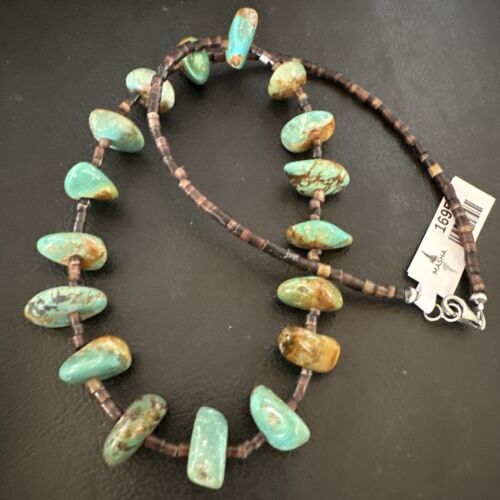 Navajo Royston Turquoise Shell Heishi Bead Necklace | Sterling Silver | 20" | 16956