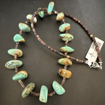 Navajo Royston Turquoise Shell Heishi Bead Necklace | Sterling Silver | 20" | 16956