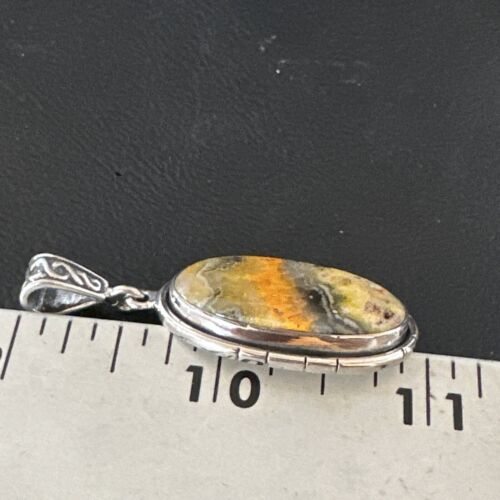 Navajo Bumblebee Jasper Pendant Necklace | Sterling Silver | Authentic Native American Handmade | 15957