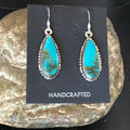 Navajo Blue Turquoise Dangle Earrings | Sterling Silver | Authentic Native American Handmade | 16505
