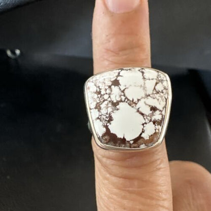 Men's Women's Wild Horse Turquoise Ring | Navajo Sterling Silver | Sz 7 | Authentic Native American Handmade | 17286
