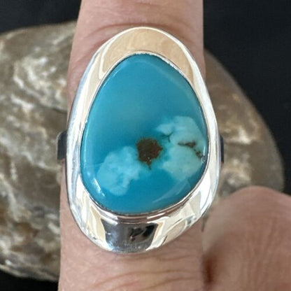 Navajo Blue Kingman Turquoise Ring | Sterling Silver | Sz 10 | Authentic Native American Handmade | 16583