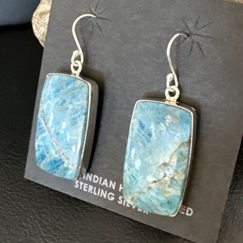 Handmade Sterling Silver Blue Denim Lapis Dangle Earrings | 1" | 15800