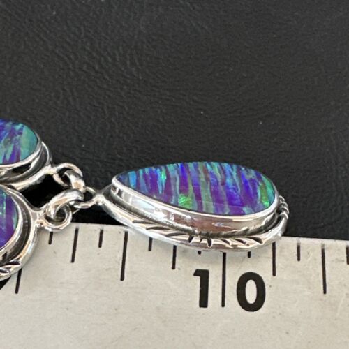 Navajo Purple Opal Lariat Necklace Set | Sterling Silver Pendant & Earrings | Authentic Native American Handmade | 16258 - Masha USA