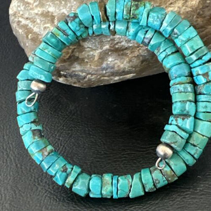 Navajo Turquoise Heishi Bracelet | Stainless Steel Memory Wire | 6mm | Authentic Native American Handmade | 17612