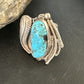 Old Pawn Men's Blue Kingman Turquoise Ring | Navajo Sterling Silver | Sz 10 | 15520