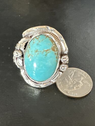 Native American Navajo Blue Turquoise #8 Ring | Sterling Silver | Sz 9.5 | 14951