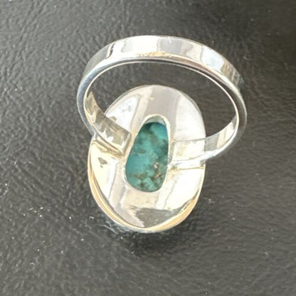 Navajo Blue Kingman Turquoise Ring | Sterling Silver | Sz 8 | Authentic Native American Handmade | 16589