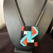 Navajo Blue Turquoise Black Onyx Necklace | Sterling Silver | 21" | Authentic Native American Handmade | 15766