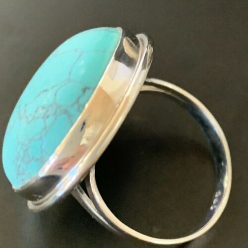 Navajo Spiderweb Blue Turquoise Ring | Sterling Silver | Sz 9 | Authentic Native American Handmade | 11435