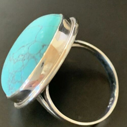 Navajo Spiderweb Blue Turquoise Ring | Sterling Silver | Sz 9 | Authentic Native American Handmade | 11435