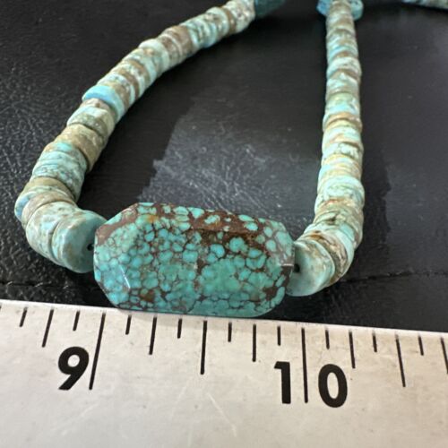 Navajo Turquoise Nugget Heishi Bead Necklace | Sterling Silver | Authentic Native American Handmade | 20" | 17143