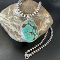 Men's Navajo Blue Spiderweb Turquoise Pendant Necklace | Sterling Silver | Native American Handmade | 16272