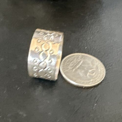 Men's Wide Band Navajo Stamped Ring | Sterling Silver | Sz 11 | Authentic Native American Handmade | 14978