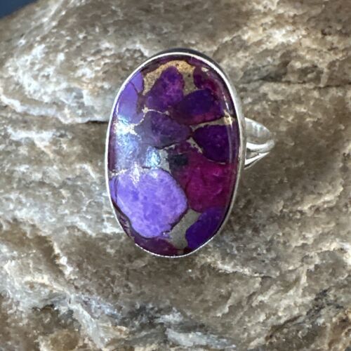 Southwestern Navajo Purple Mojave Turquoise Ring | Sterling Silver | Sz 8 | 16052