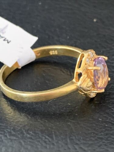 American Women's Gold Plated Purple Amethyst Ring | Sterling Silver | Sz 9 | 01787