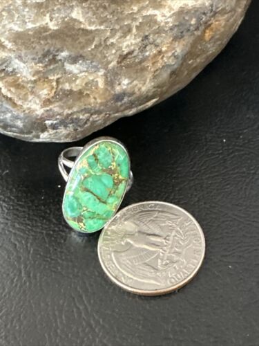 Navajo Green Mojave Turquoise Ring | Sterling Silver | Sz 7 | Authentic Native American Handmade | 15592