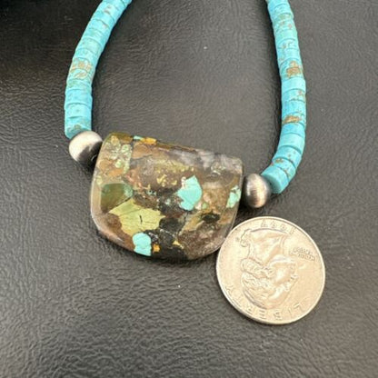 Navajo SpiderWeb Turquoise Heishi Pearls Necklace | Sterling Silver | 20" | 17031