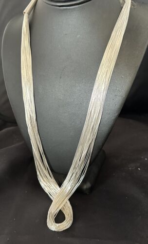 Statement Liquid Silver Heishi Necklace | 50 Strand | Sterling Silver | 30" | 16914