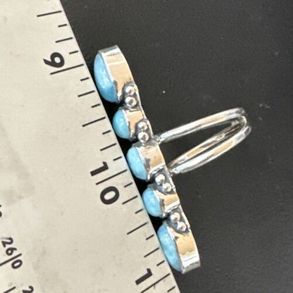 Navajo Blue Larimar Multi-Stone Ring | Authentic Native American Sterling Silver | Multi-Stone | Sz 9.5 | 15974