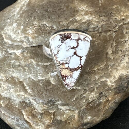 Men's and Women's Wild Horse Turquoise Ring | Navajo Sterling Silver | Sz 7 | Authentic Native American Handmade | 17355 - Masha USA