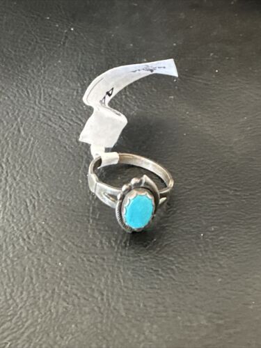 Native American Navajo Blue Turquoise Ring | Sterling Silver | Sz 5.5 | 4449