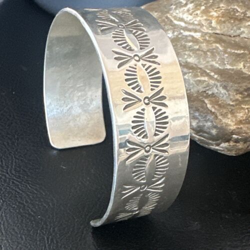 Navajo Stamped Cuff Bracelet | Sterling Silver | Authentic Native American Handmade | 16124