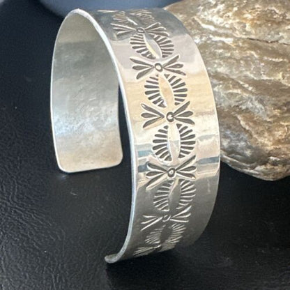 Navajo Stamped Cuff Bracelet | Sterling Silver | Authentic Native American Handmade | 16124
