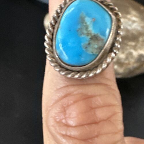 Southwestern Navajo Blue Turquoise Ring | Sterling Silver | Sz 3 | 15359