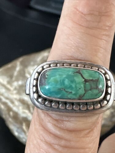 Native American Navajo Green Turquoise Ring | Sterling Silver | Sz 6 | 15920