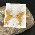 Navajo Orange Spiny Oyster Hummingbird Dangle Earrings | Sterling Silver | Authentic Native American Handmade | 15089
