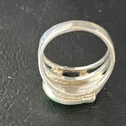 Navajo Bear Inlay Ring | Opal Green Turquoise | Sz 9.5 | Authentic Native American Handmade | 15396