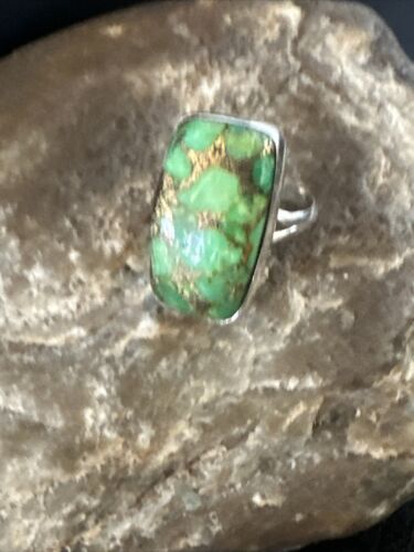 Navajo Green Mojave Turquoise Ring | Sterling Silver | Sz 6 | Authentic Native American Handmade | 15600