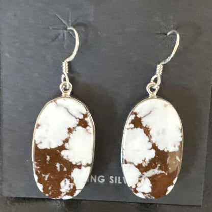 Navajo Wild Horse Turquoise Dangle Earrings | Sterling Silver | Authentic Native American Handmade | 15744