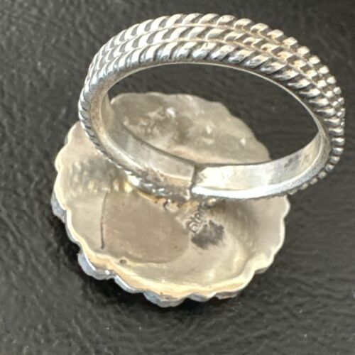 Navajo Orange Spiny Oyster Cluster Ring | Authentic Native American Sterling Silver | Multi-Stone | Sz 8 | 16331