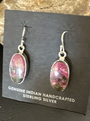 Purple Mojave Turquoise Dangle Earrings | Sterling Silver | Authentic Native American Handmade | 15787