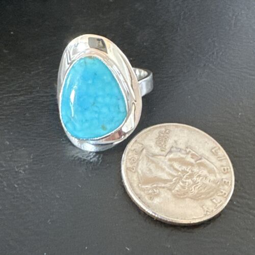 Navajo Blue Kingman Turquoise Ring | Sterling Silver | Sz 10 | Authentic Native American Handmade | 16581